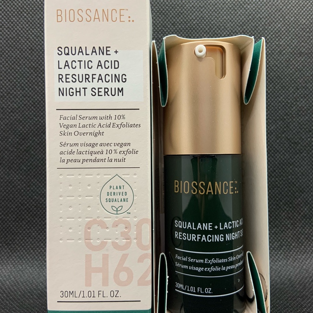 Biossance Squalane + 10% Lactic Acid Resurfacing Night Serum 30ml
